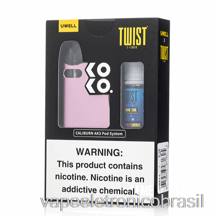 Vape Recarregável Uwell X Dv Caliburn Ak3 Kit + 50mg Nic Salt [rosa] Twist E-liquid - Berry Medley Lemonade